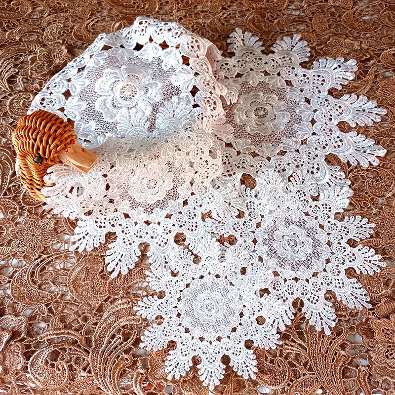 Round Hollow Lace Coaster Napkin Embroidery Flower Placemat Mug Dining Coffee Ta
