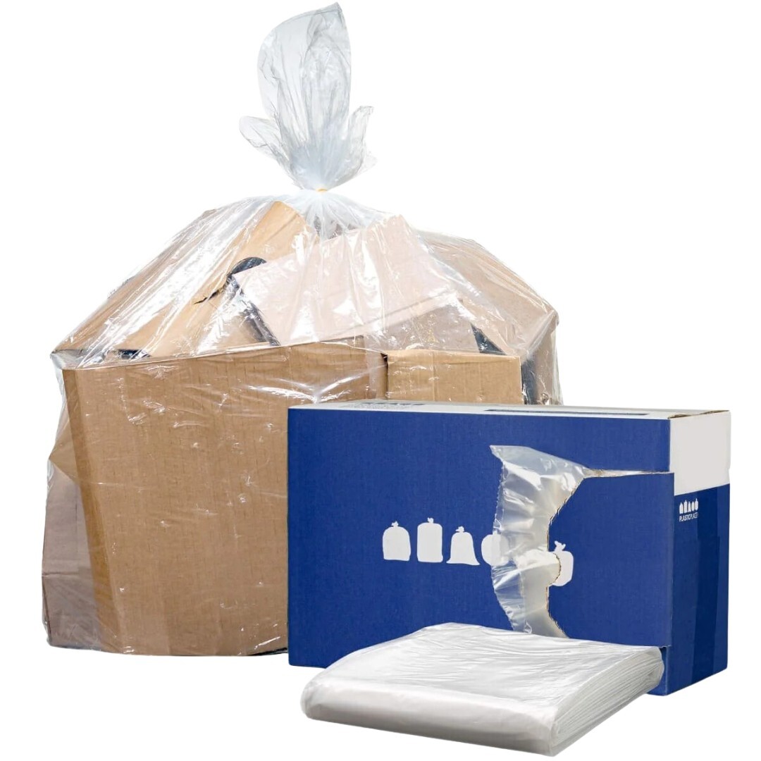 Plasticplace 12-16 Gallon Trash Bags – Clear, Case of 250 Garbage Bags