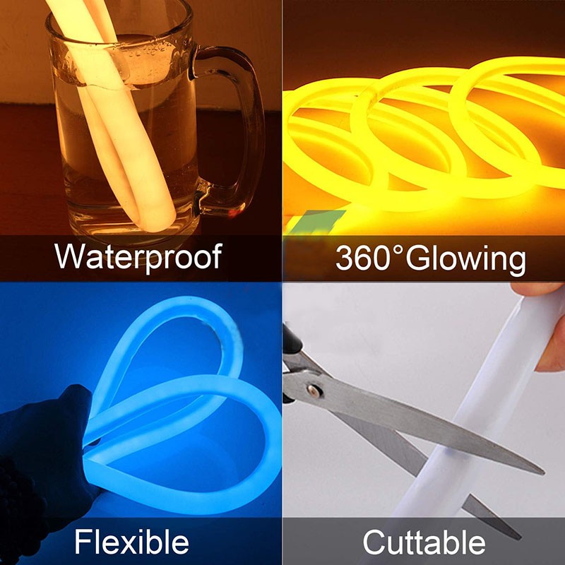 12V 360° Degree Bright Neon LED Strip Waterproof IP68 Underwater Outdoor Lights