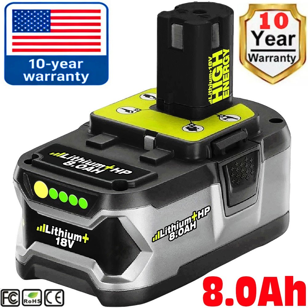 For RYOBI 18 Volt High Capacity Lithium-Ion 8.0Ah 18V Battery P108 One Plus New