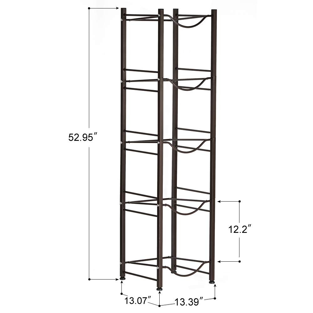 5 Gallon Water Jug Holder, 5-Tier Brown Heavy Duty Rack, Freestanding Bottle …