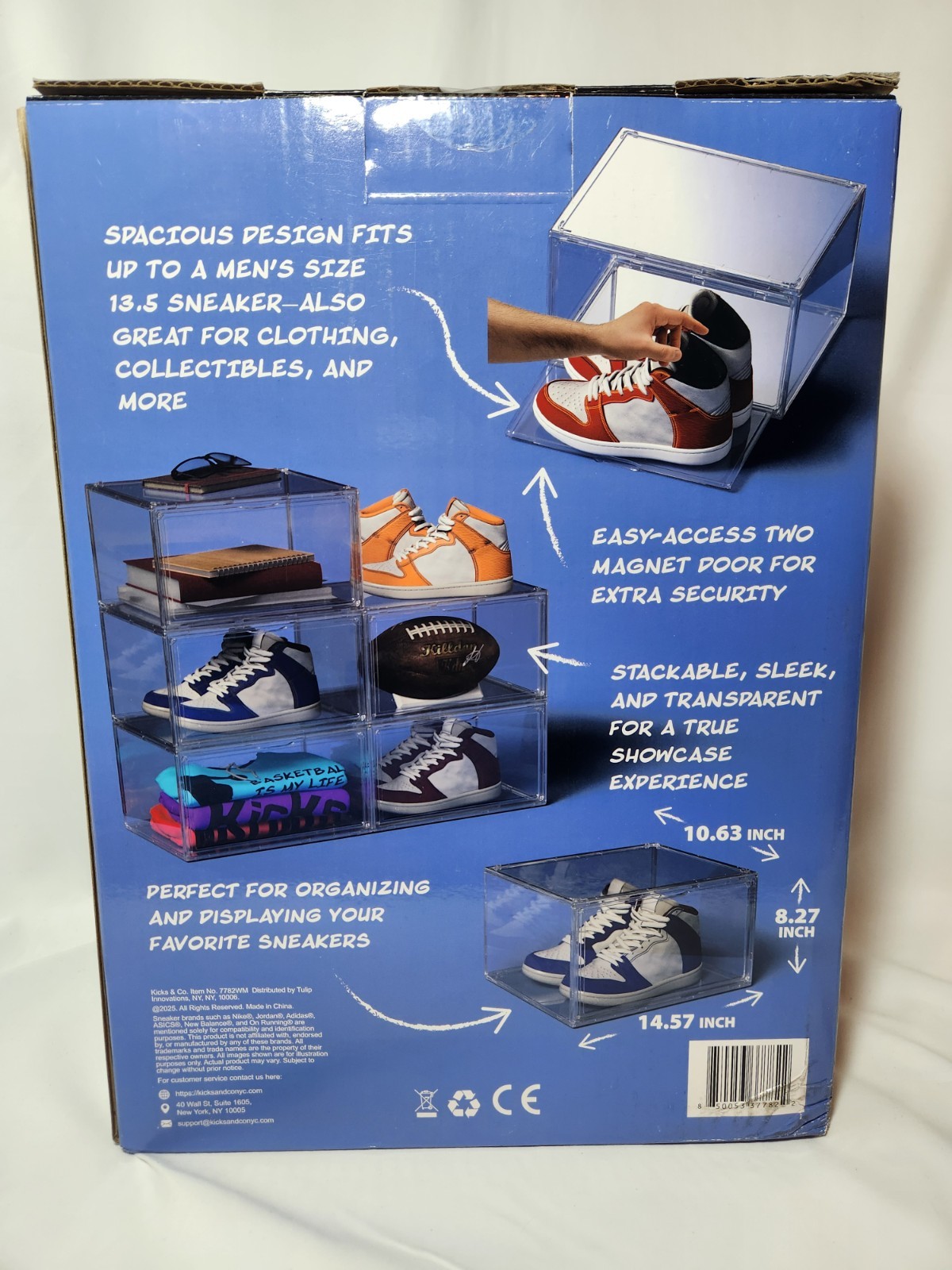 *READ DESCRIPTION* 5 PK Kicks & Co Stackable Clear Shoe Box, Fits Up to Sz 13.5