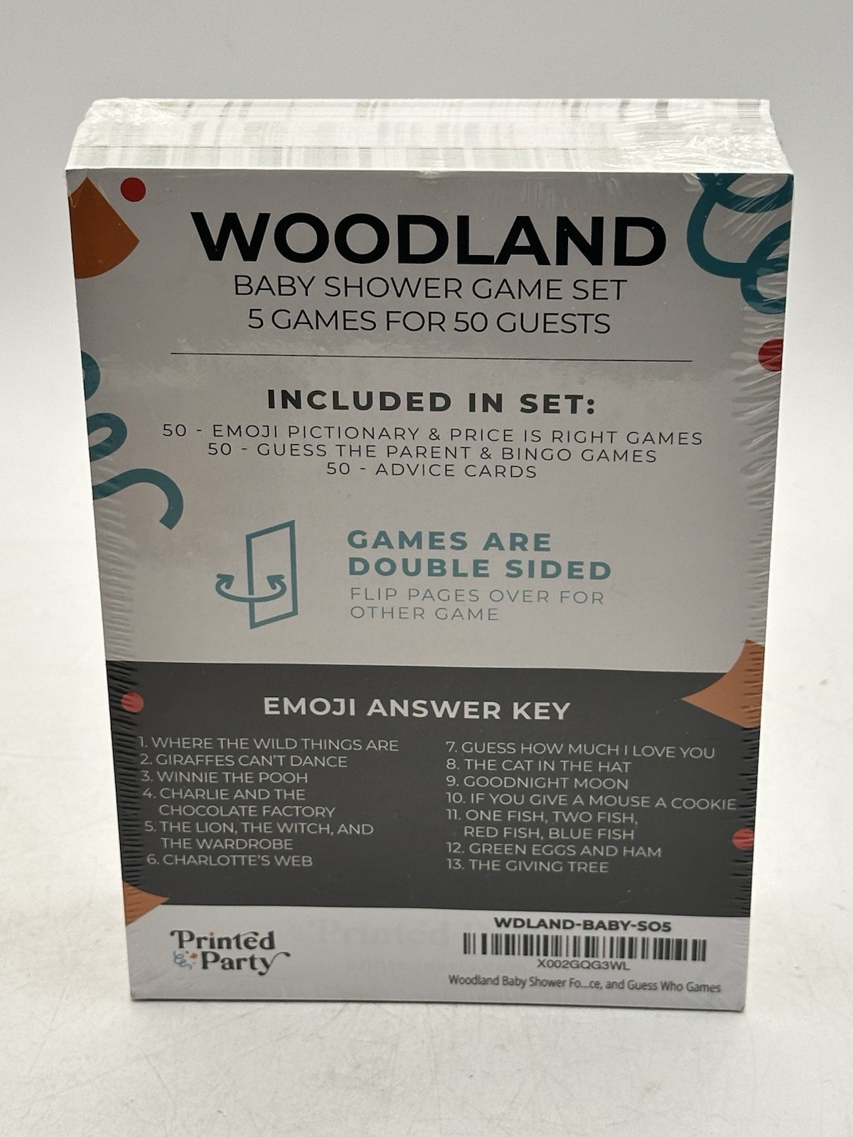 Woodland Theme Unisex Baby Shower Games And Coordinated Decorative Streamers