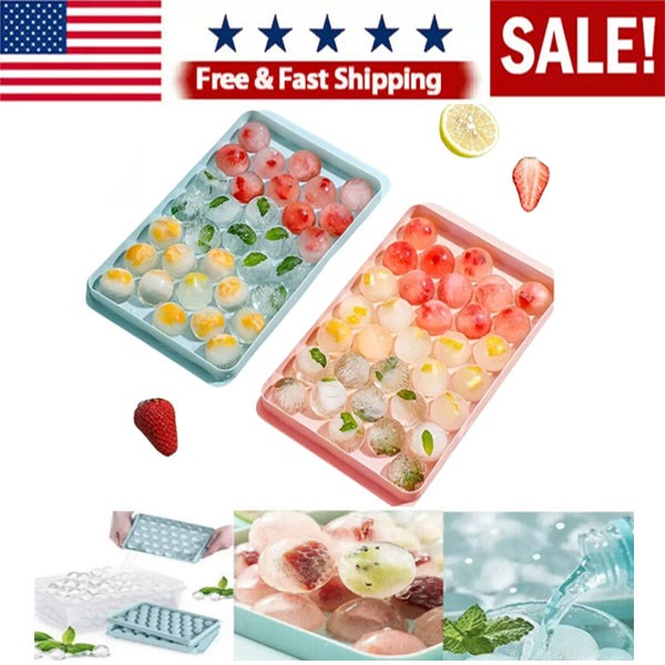 DIY Round Ice Cube Ball Maker PP Tray Silicone Sphere Mold Bar Whiskey Cocktails