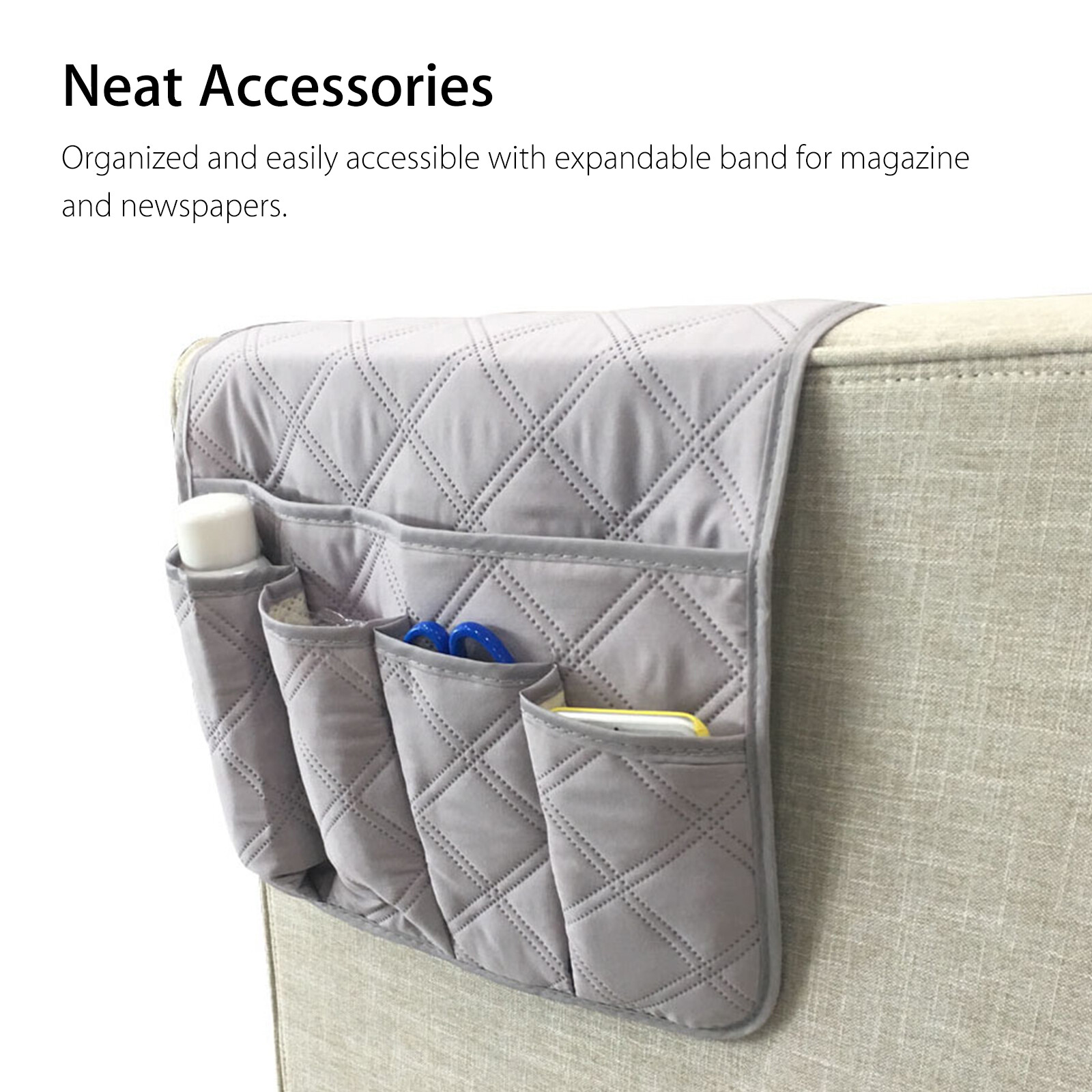 TV Remote Control Organizer Holder for Sofa Recliner Chair Arm Rest 5 Pocket Bag