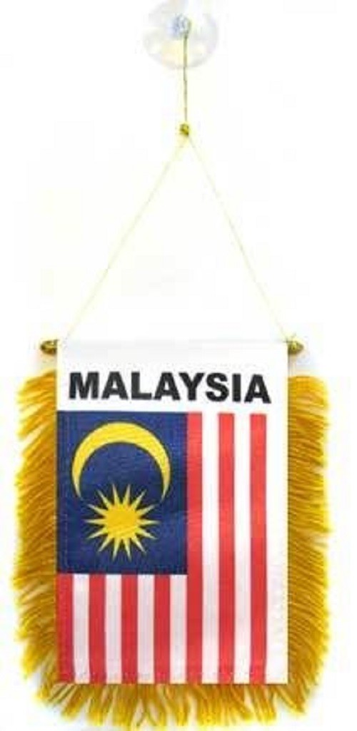 Malaysia MINI BANNER FLAG GREAT FOR CAR & HOME WINDOW MIRROR HANGING 2 SIDE