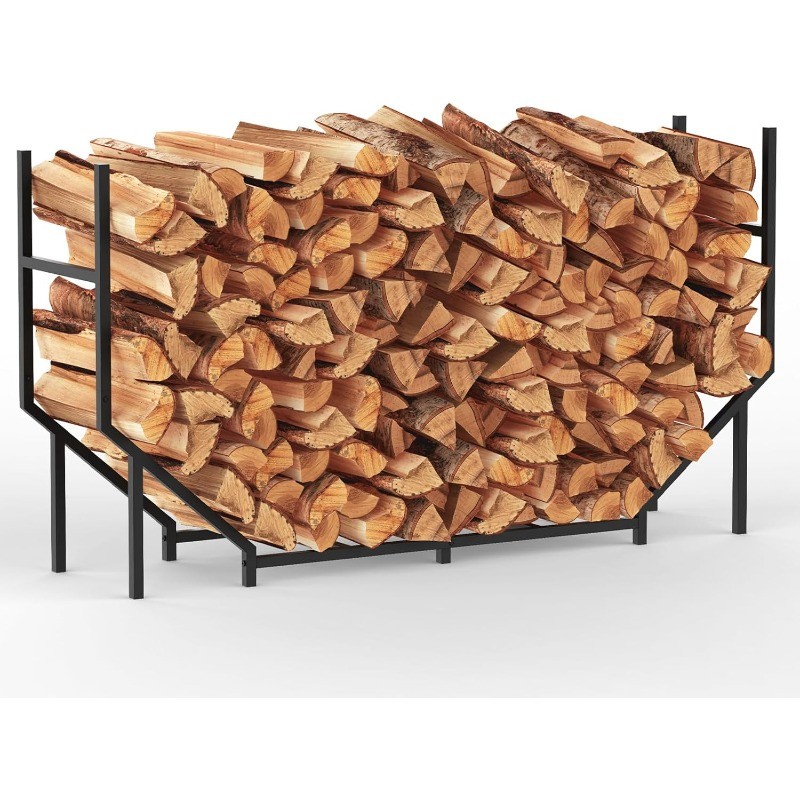 4.6FT Metal Log Holder for Fireplace Heavy Duty Firewood Rack for Indoor Outdoor