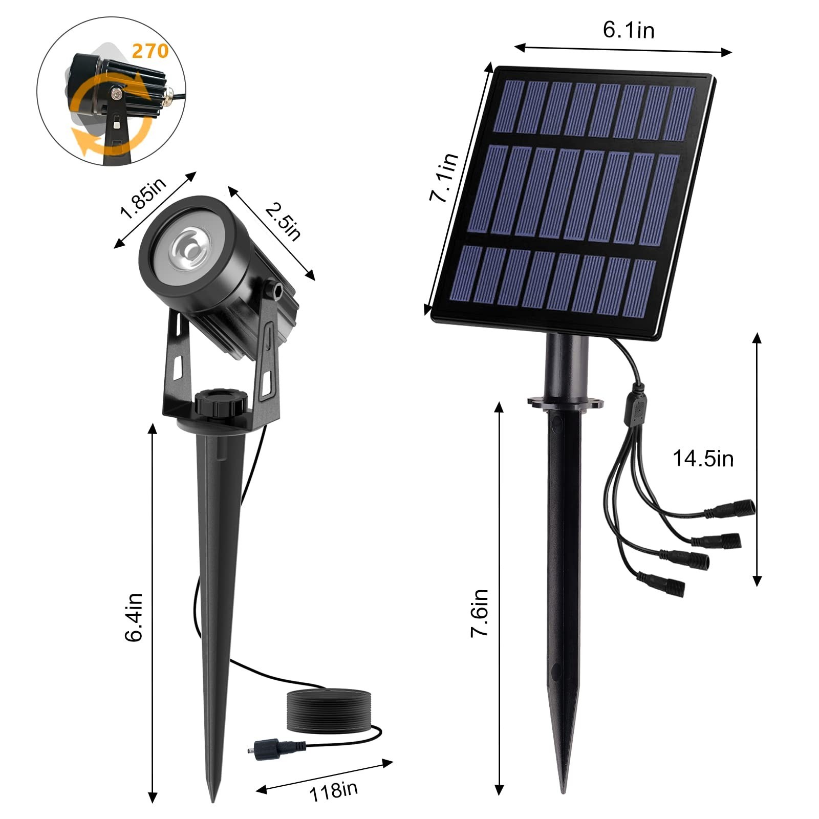 T-Sun Solar Spotlights – 4-in-1 Outdoor Waterproof Auto ON/OFF Solar Lights f…