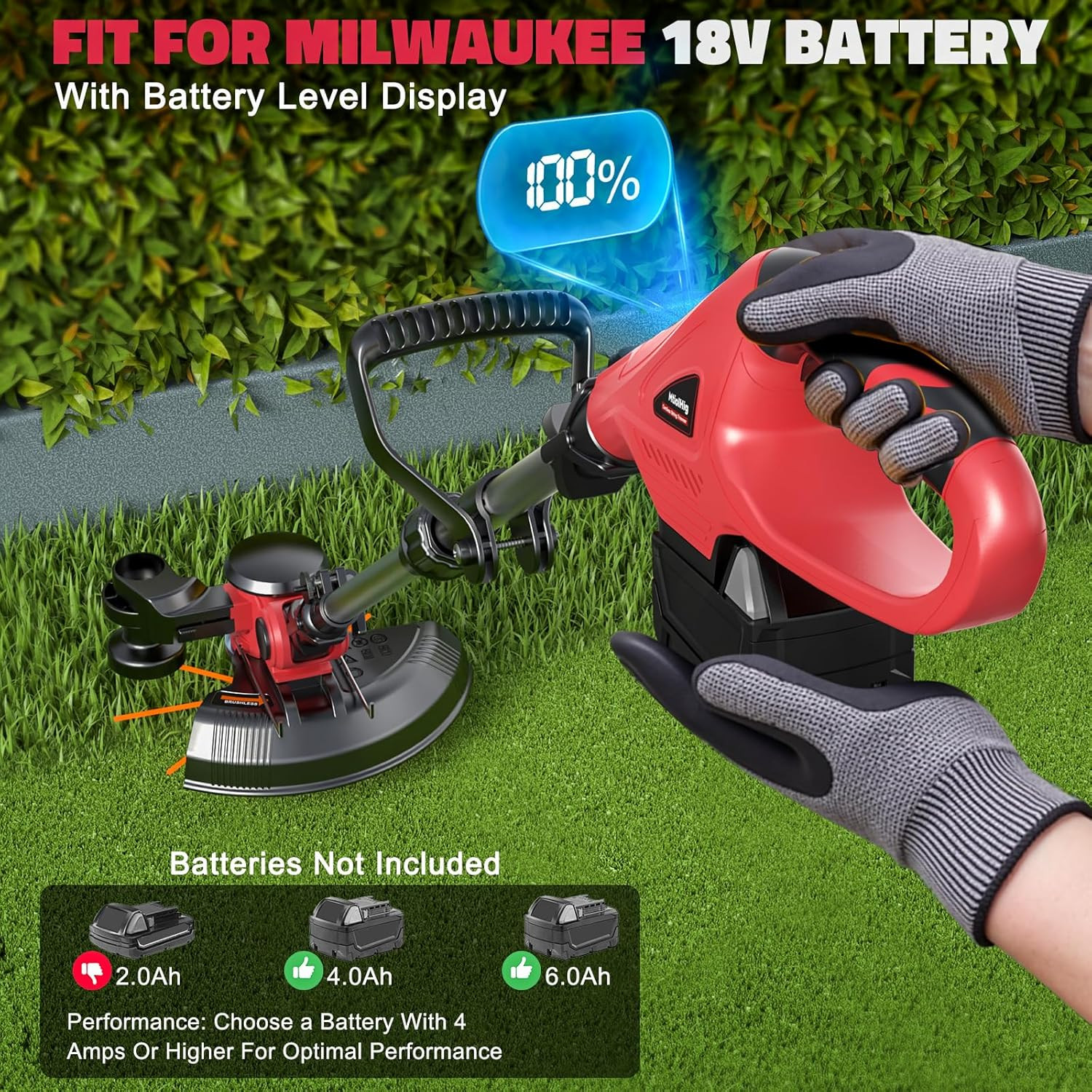 Cordless String Trimmer for Milwaukee 18V Battery Folding 3 in1 Weed (Tool Only)