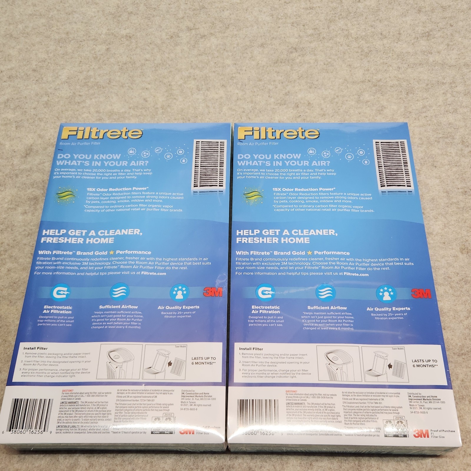 2 Pack Filtrete F1 Air Purifier Filter Replacement HEPA-Type Allergen Odor NEW