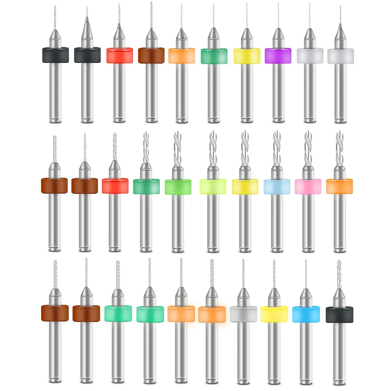 30Pcs Tungsten Carbide Micro Drill Bit Set 0.1-1.0mm PCB CNC Jewelry