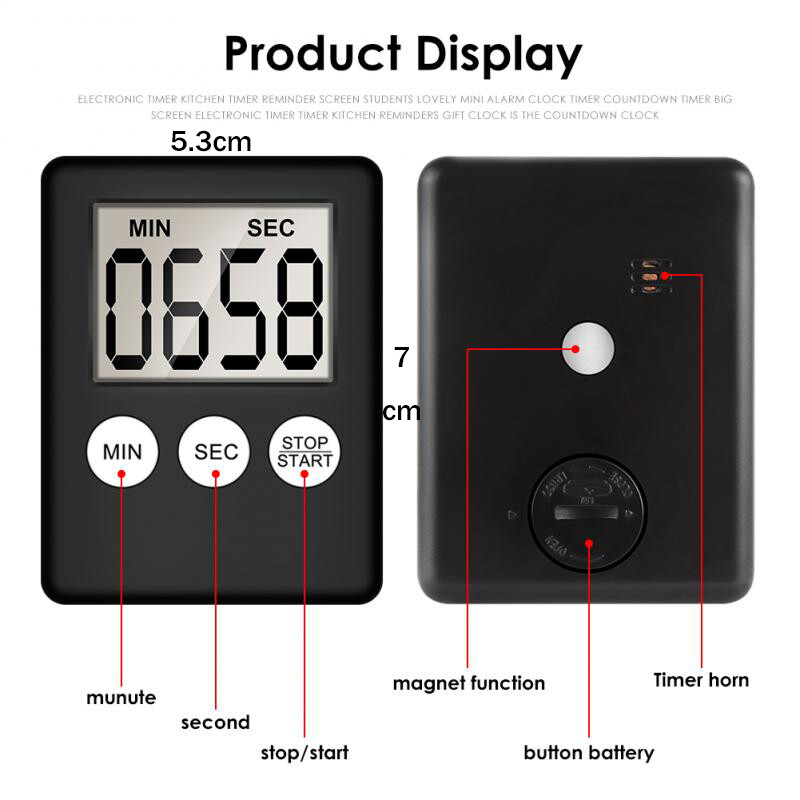 Large LCD Digital Kitchen Cooking Timer Count-Down Up Clock Loud Alarm Magnetic