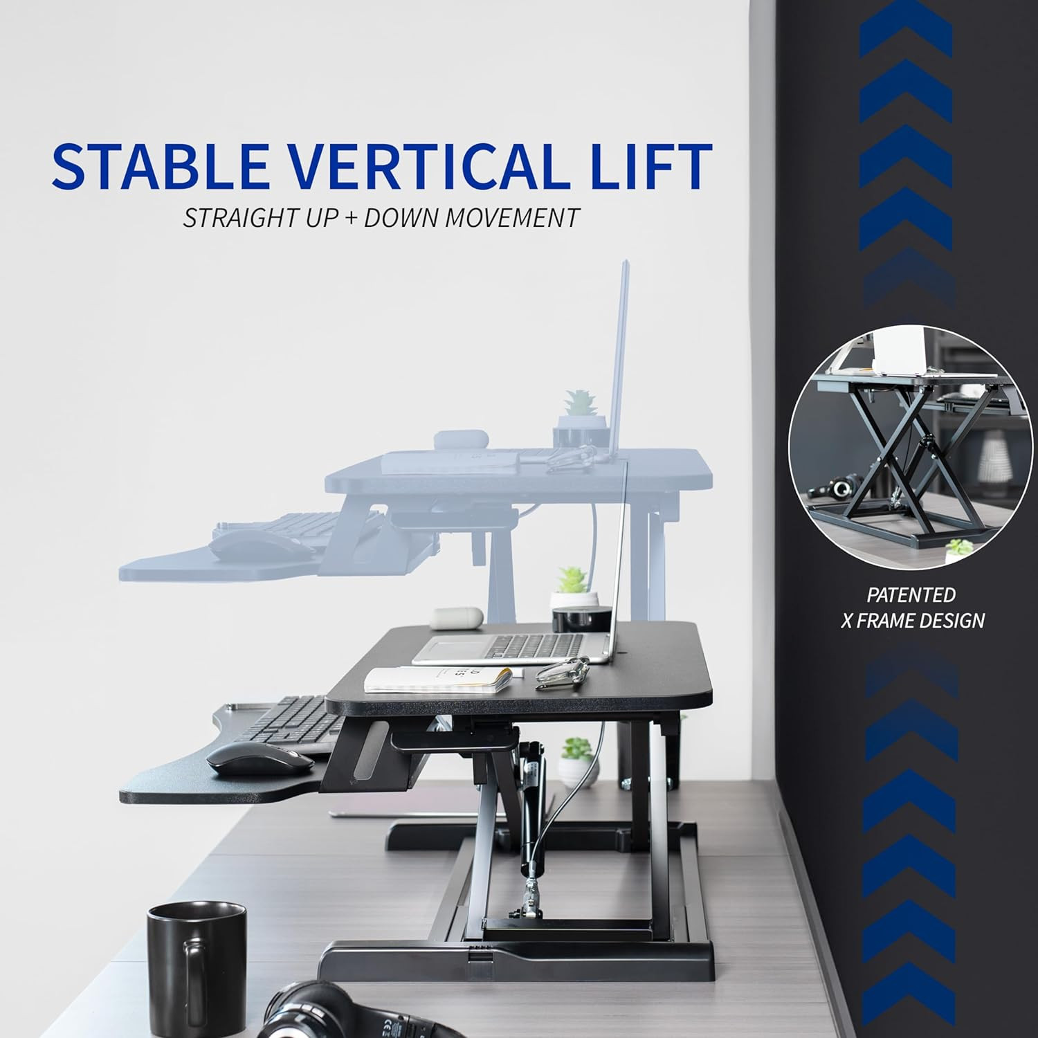 VIVO 32 Inch Desk Converter, K Series, Height Adjustable Sit to Stand Riser, Dua