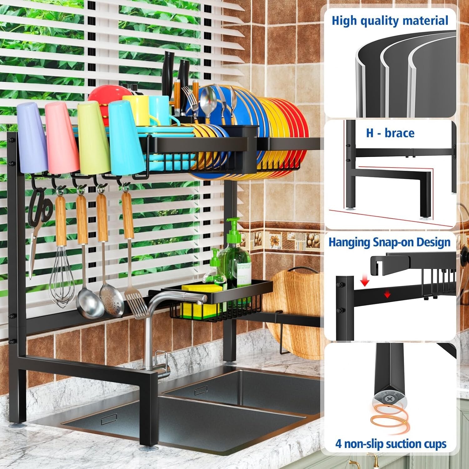Dish Drying Rack Large Over The Sink Dish Drainer Drying Rack Kitchen Organizers