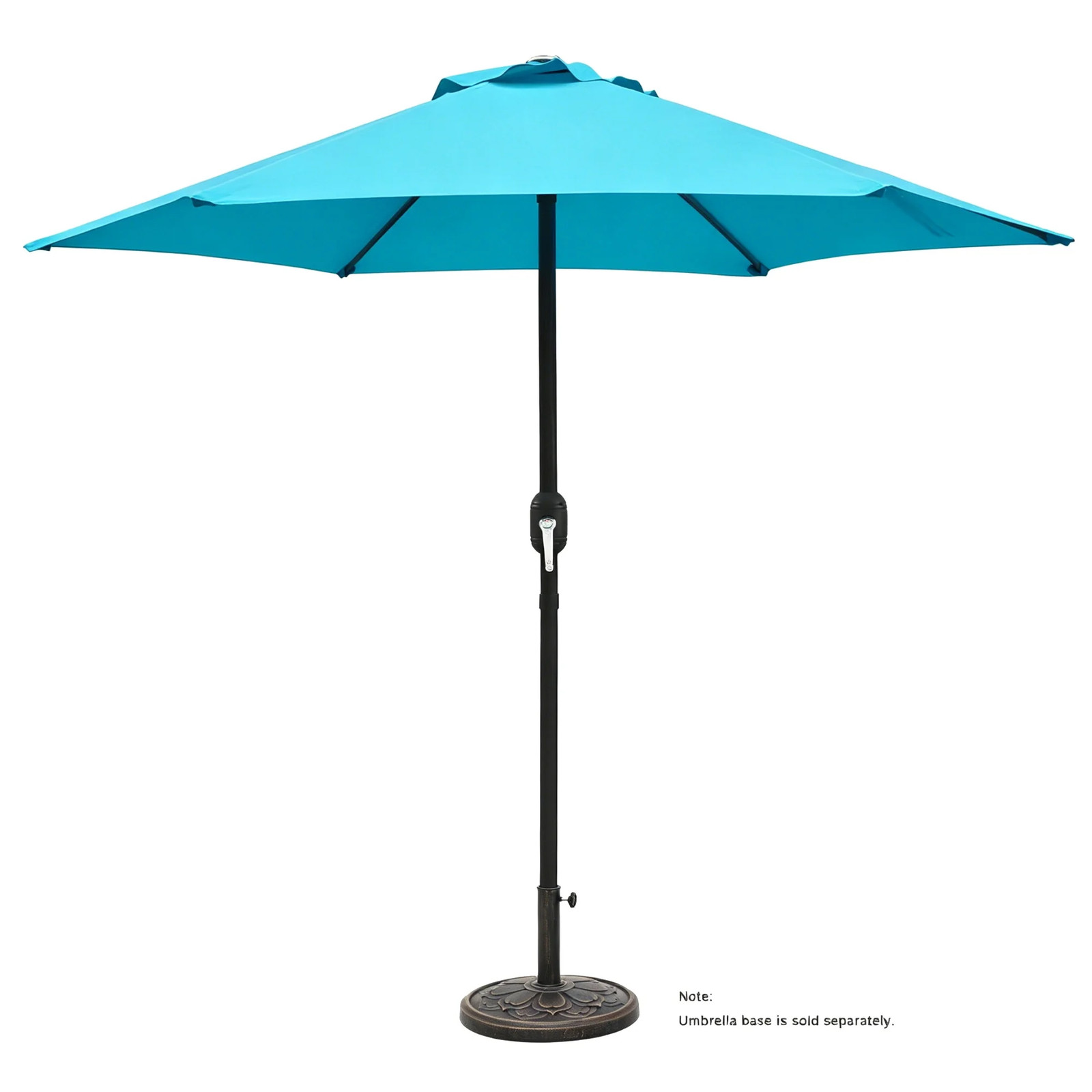 7.5 Ft Outdoor Market Patio Umbrella with Crank, 6 Ribs, Cyan