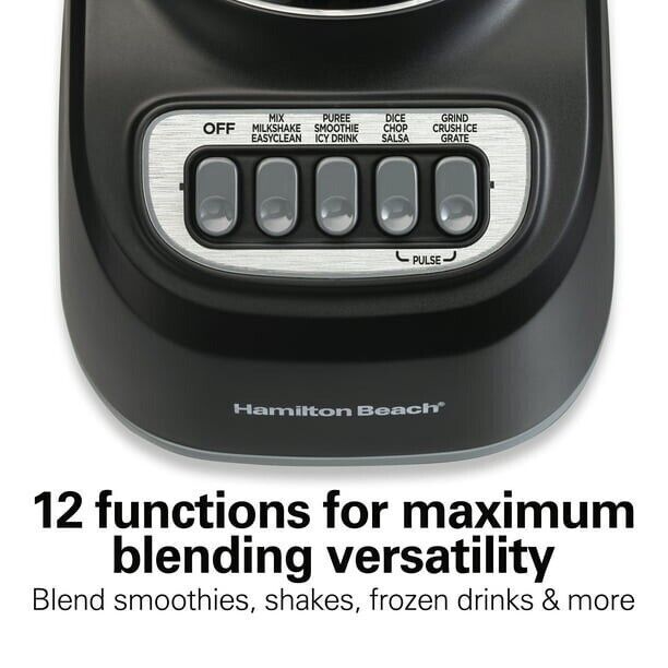 Hamilton Beach Smoothie Blender, 48 oz. Jar, 12 Blending Functions, Black, 50180