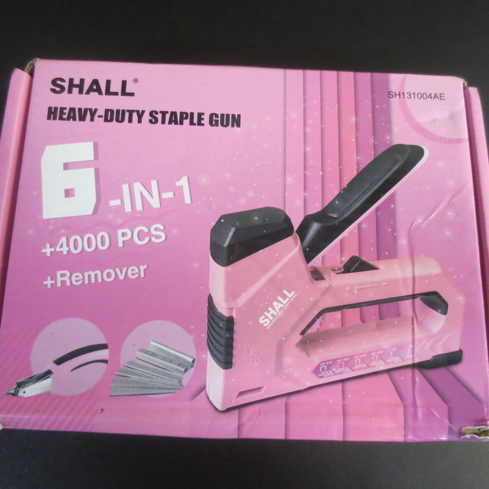 SHALL 6-in-1 Staple Gun Heavy Duty – Pink Upholstery Stapler Nail Gun