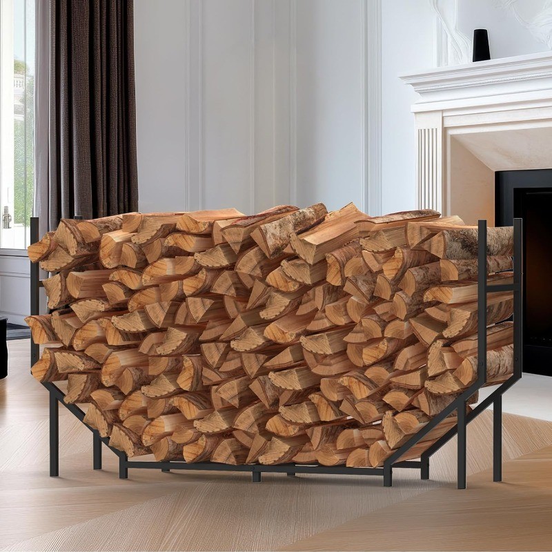 4.6FT Metal Log Holder for Fireplace Heavy Duty Firewood Rack for Indoor Outdoor