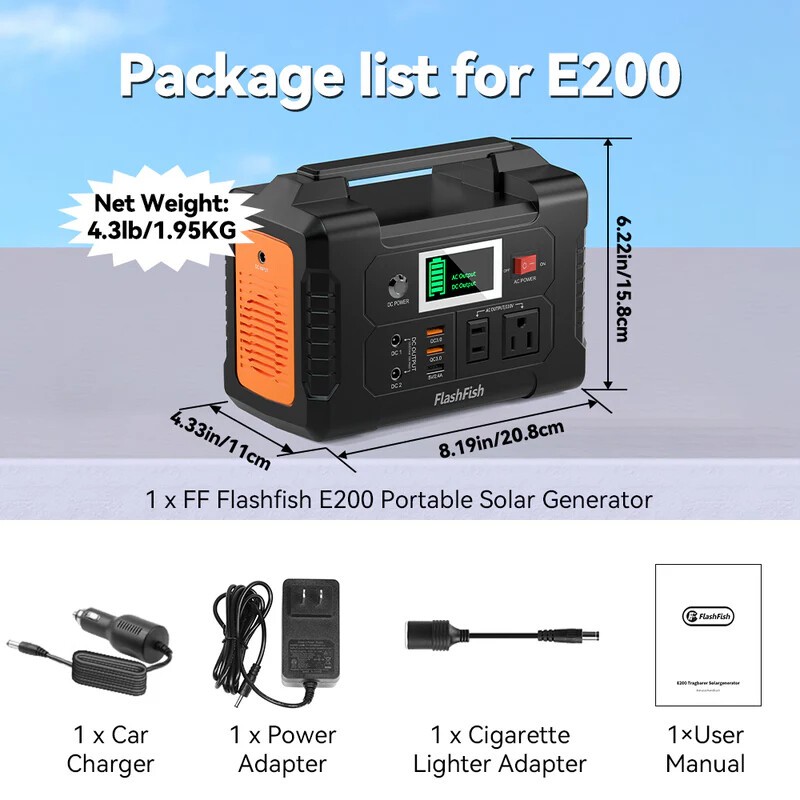 FlashFish E200 Portable Power Station 200W 151Wh Solar Generators Refurbished