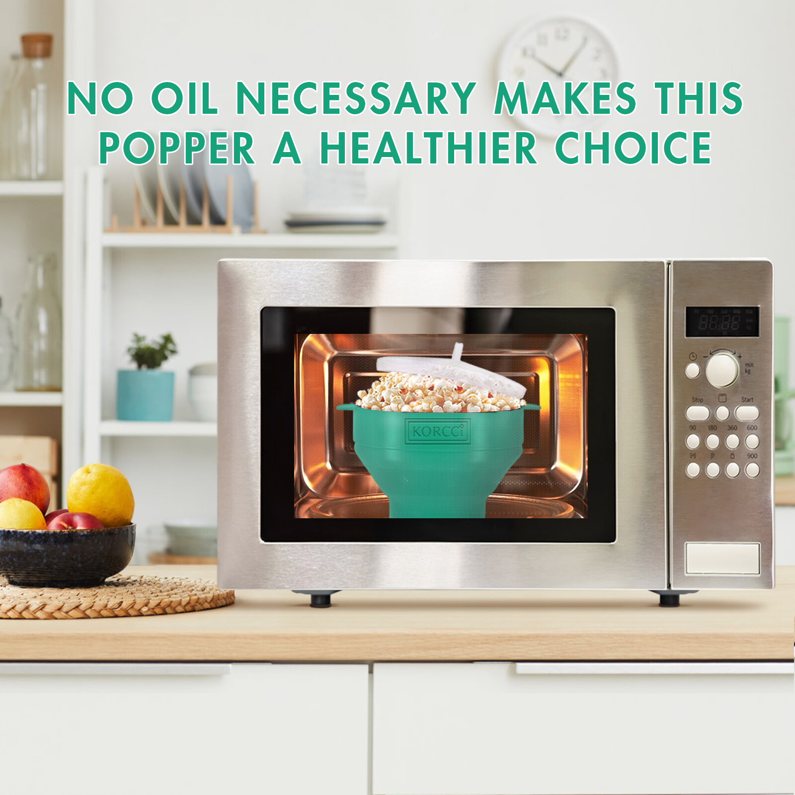 Collapsible Silicone Microwave Popcorn Popper Healthy Oil-Free Popcorn Maker