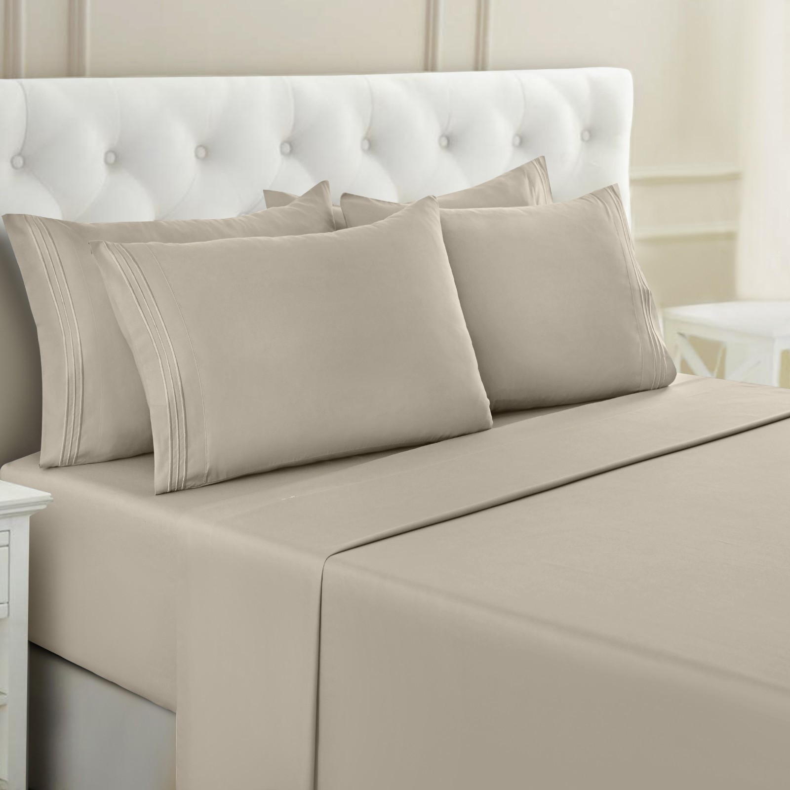 1800 Series 6 Piece Bed Sheet Set Soft Deep Pocket Twin King Queen Full Sheets