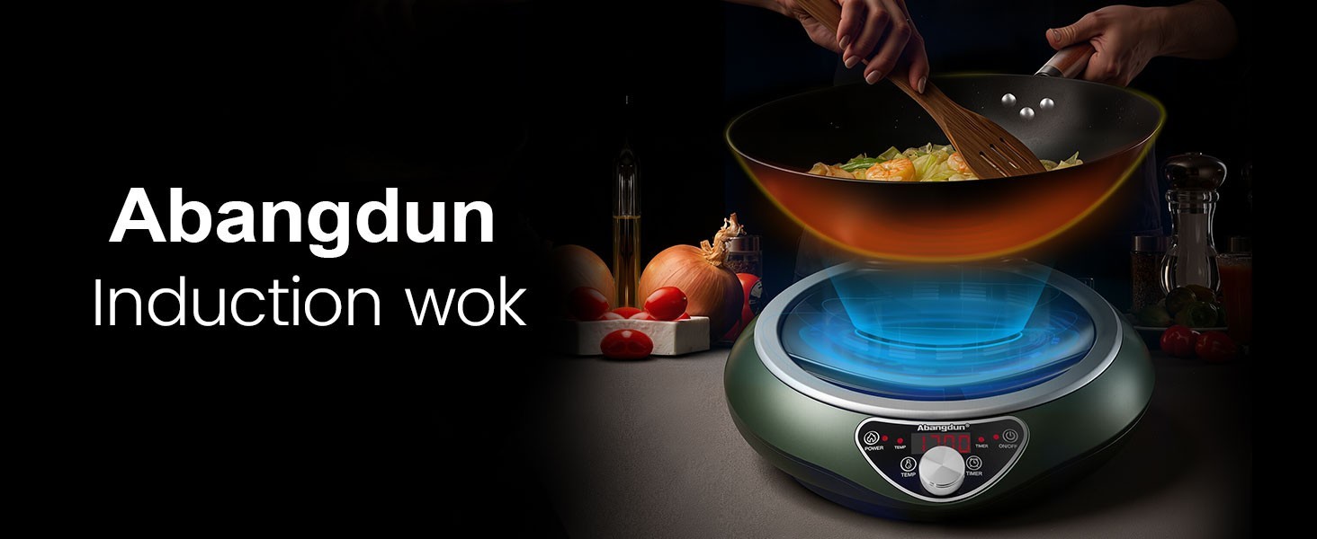 Abangdun 1700W 100V~185V Induction Cooktop Concave Wok Burner Portable Stove