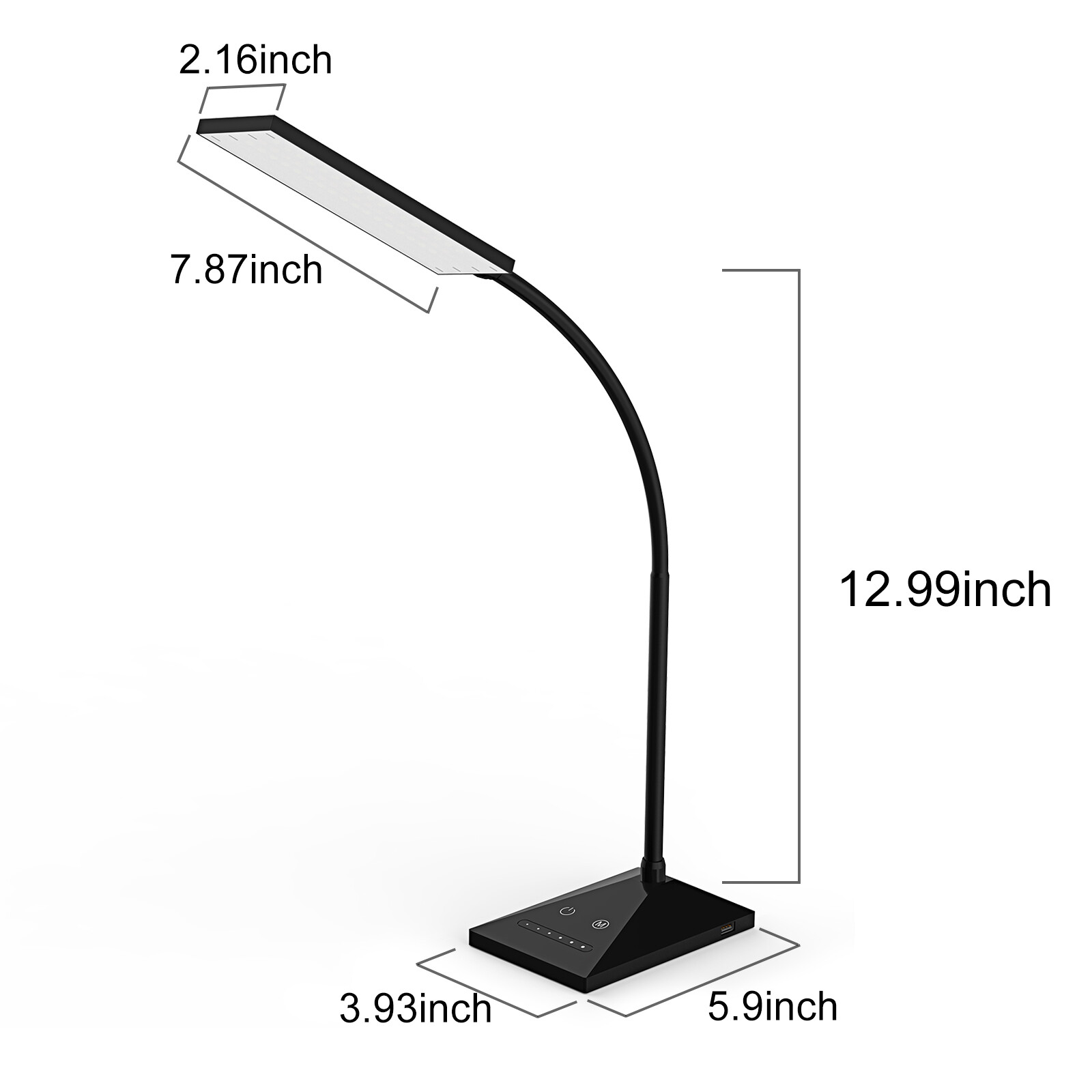 Dimmable LED Desk Table Lamp with USB Charging Touch Control USB Table Base Lamp