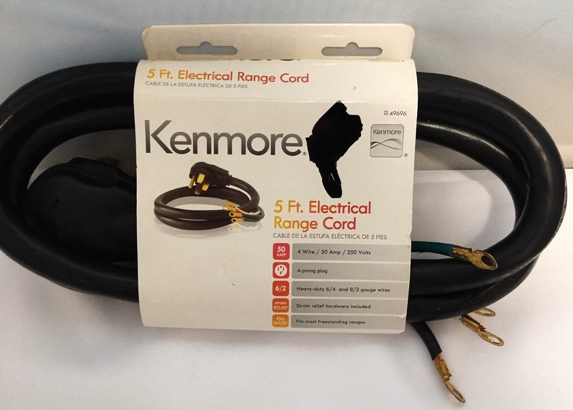 Kenmore 5 Ft. Electrical Range Cord Cable 50 Amp 4 Wire 49696 4 Prong 250 Volts