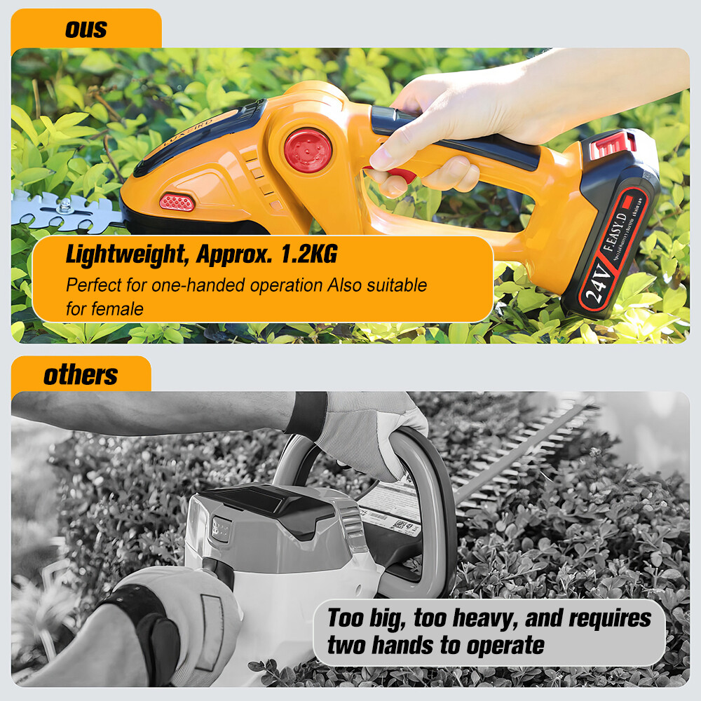 Electric Hedge Trimmer Cordless Power Hedge Trimmer with 2 Battery 1 Charger