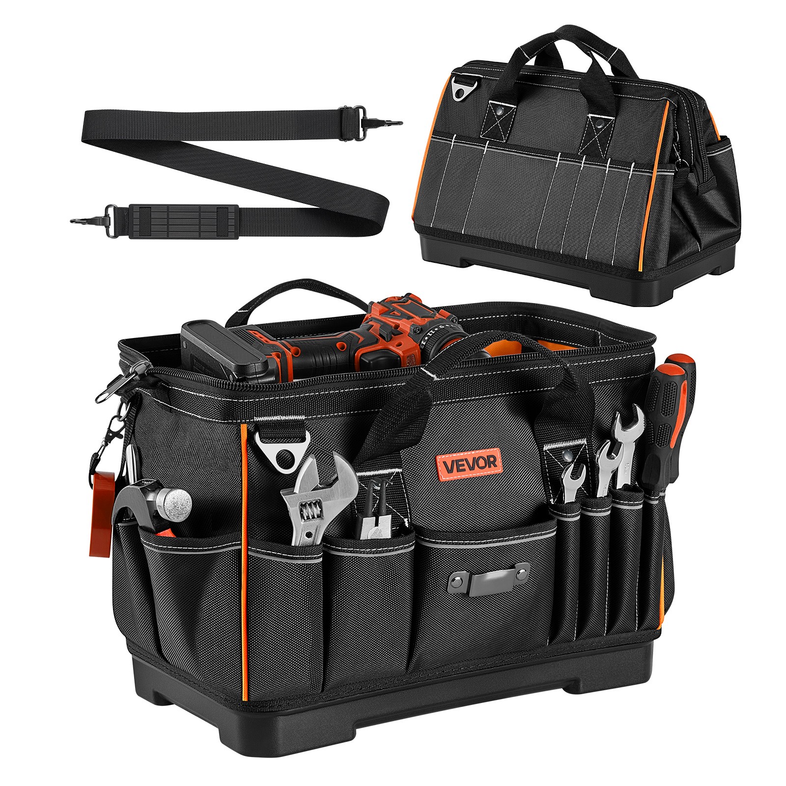 VEVOR Tool Bag 16.1 Inch 33-Pocket Portable Tool Box with Water-Resistant Base