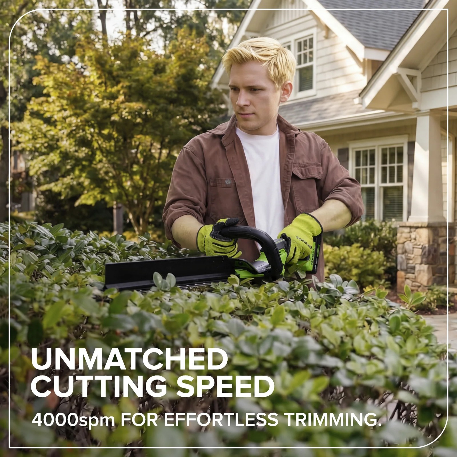 Greenworks 24V 20″ Brushless Hedge Trimmer (1″ Cutting Capacity) w/2Ah Battery
