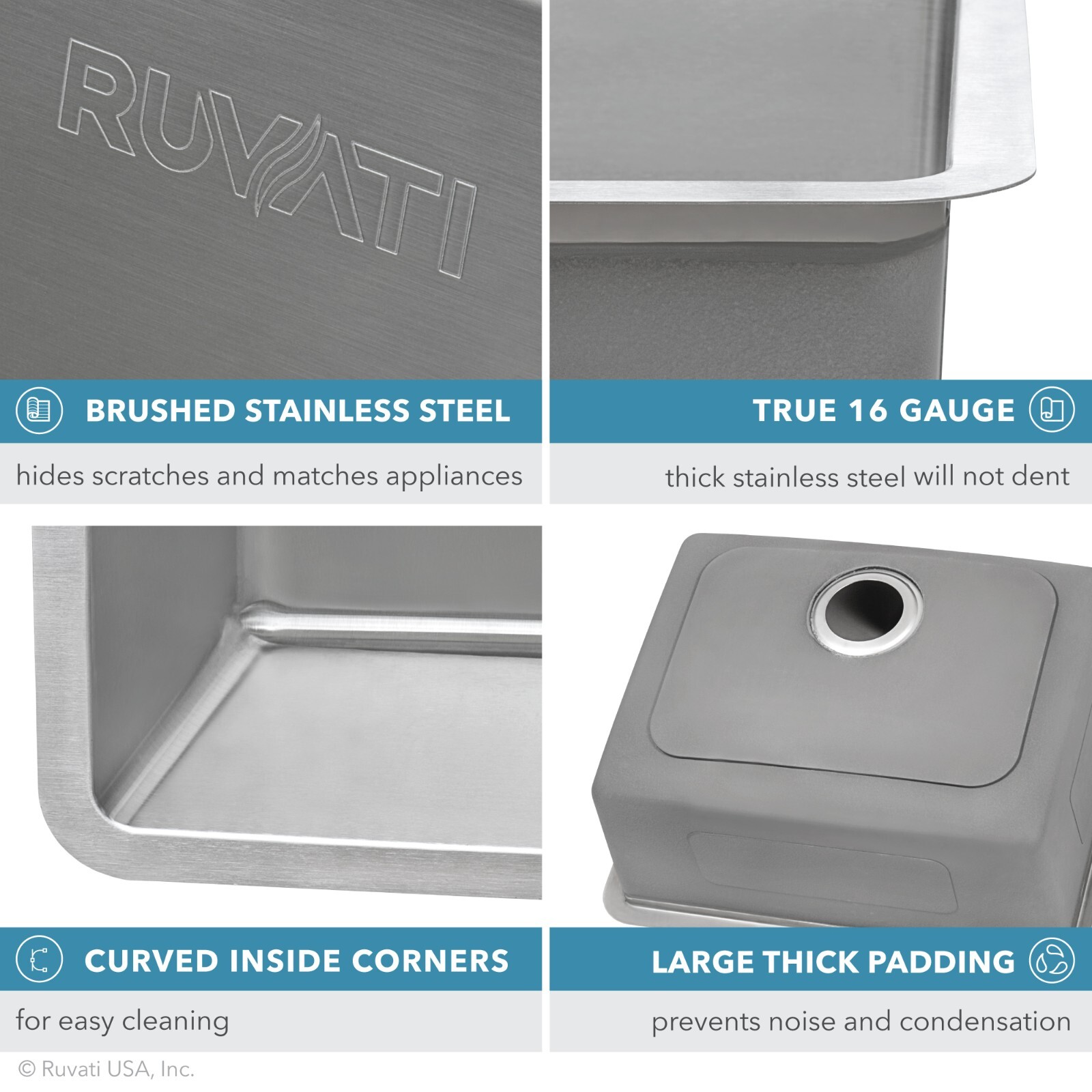 Ruvati 32-inch Undermount Kitchen Sink 70/30 Double Bowl 16 Gauge– RVM5300