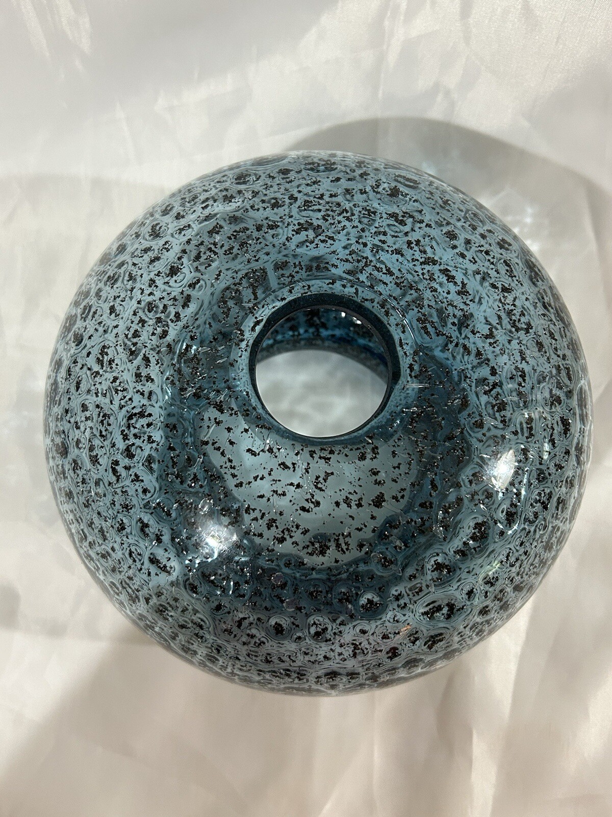Hand Blown Dimpled Glass Pendant Light Blue Brushed Nickel Any Room