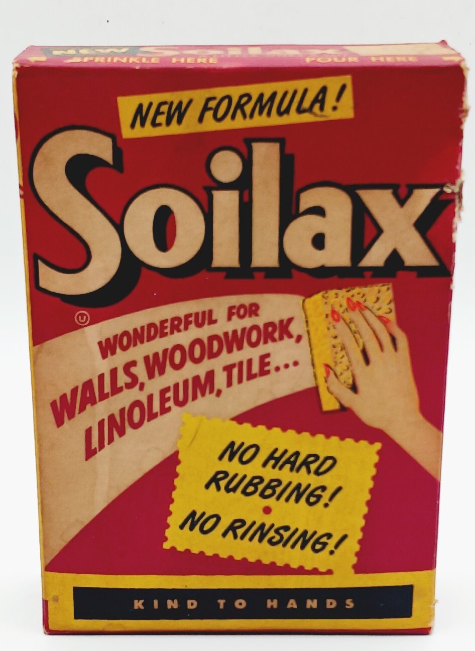 Vintage 1956 Soilax Cleaning Powder Box With Contents 6.5″ X 4.5″ Great Colors