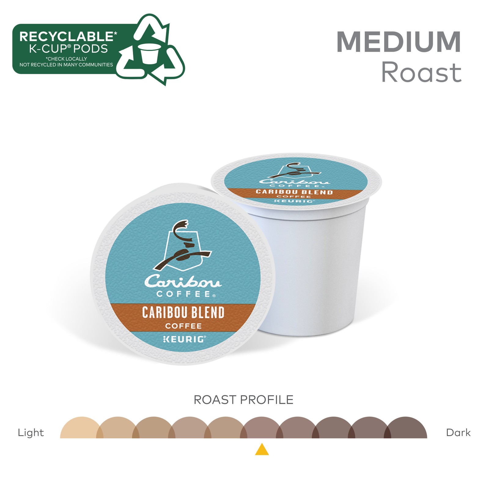 Caribou Blend Coffee, K-Cups, Medium Roast, 72 Count