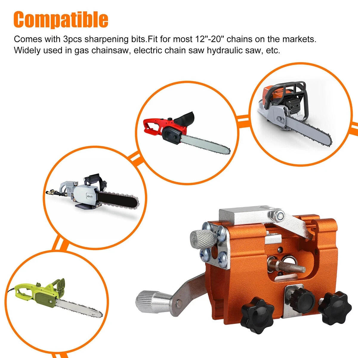 Chainsaw Chain Sharpening Jig Portable Hand Crank Sharpener Tool Set us