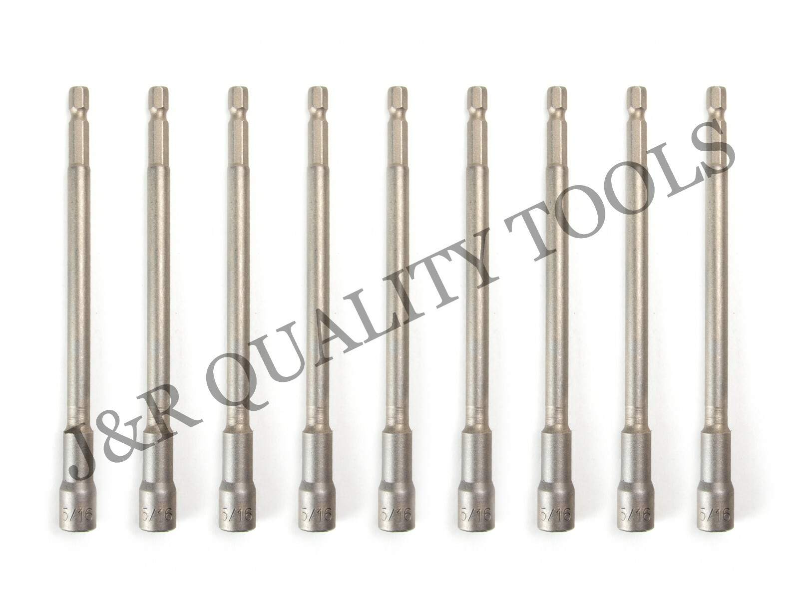5/16″ 10pc 6″ Long Magnetic Nut Driver 1/4″ Hex Quick Change Shank Drill Set