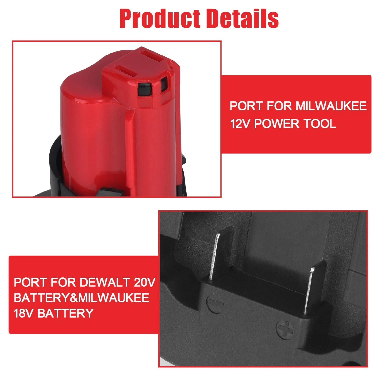 Battery Adapter For Dewalt 20V & Milwaukee 18V to Milwaukee M12 Tools – DM20M12