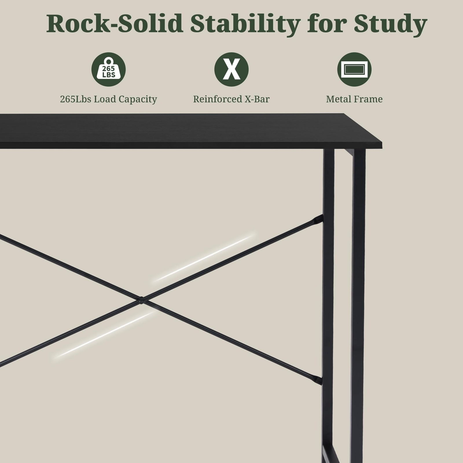 Black Computer Desk 32 Inch Simple Home Office Study Writing Table Sturdy