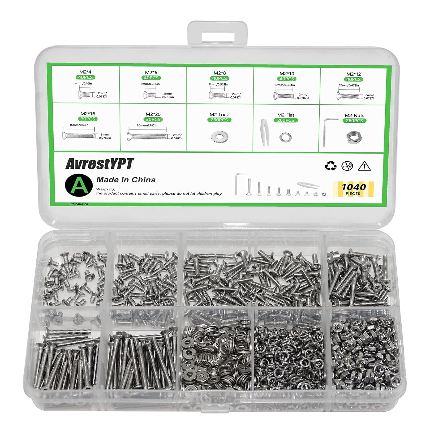 M2x4/6/8/10/12/16/20/25mm Hex Button/Socket Head Cap Screw Bolts Nuts Washer Set