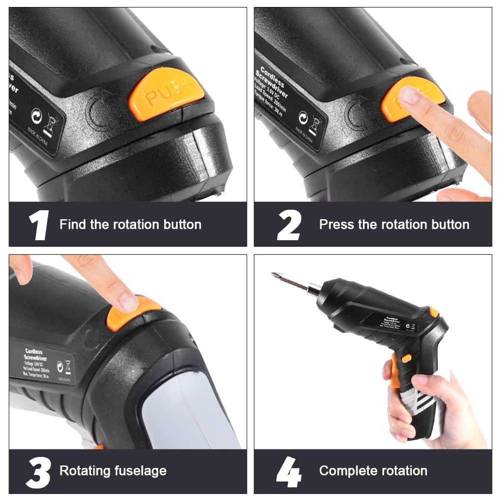 Cordless Screwdriver Set, 3.6V 1300mAh Mini Power Screwdriver, USB Rechargeab…