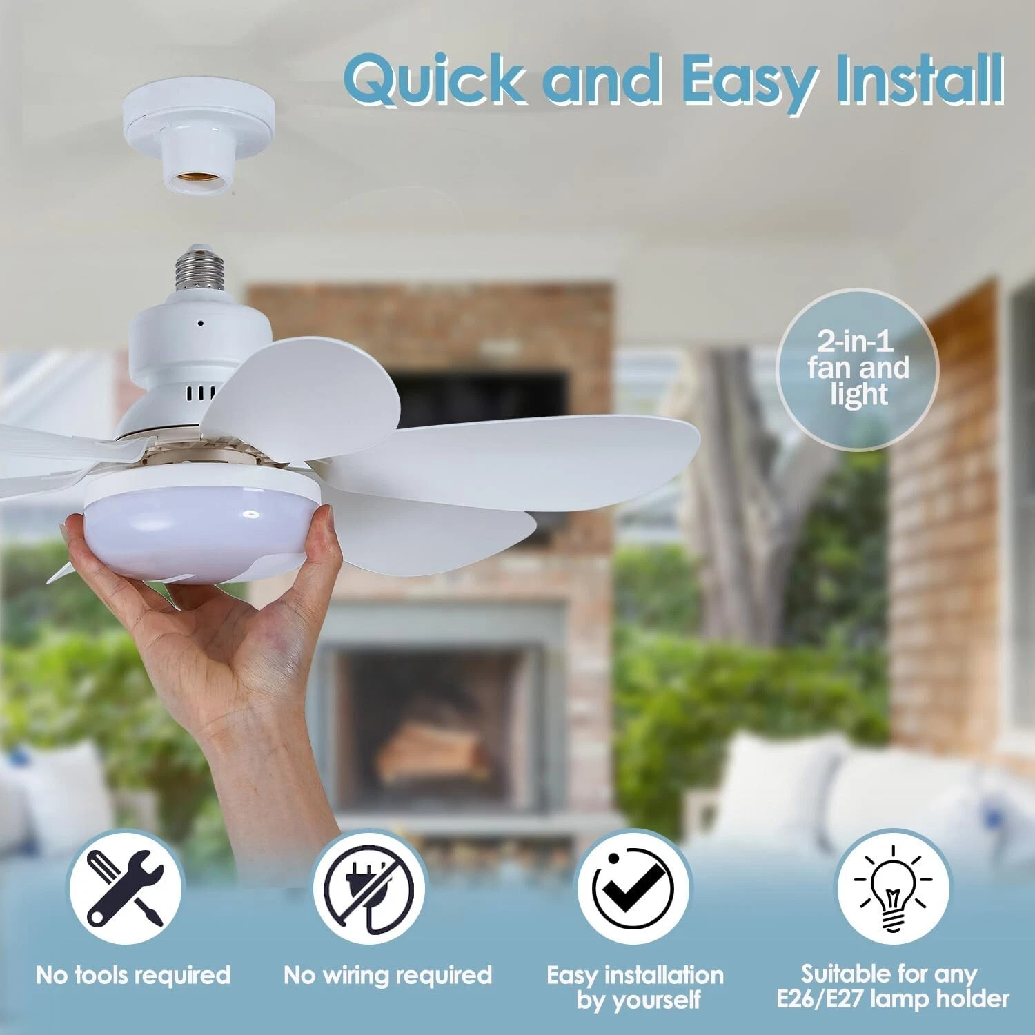 Socket Fan Light Ceiling Fans With Lights And Remote Dimmable LED Ceiling Fan US