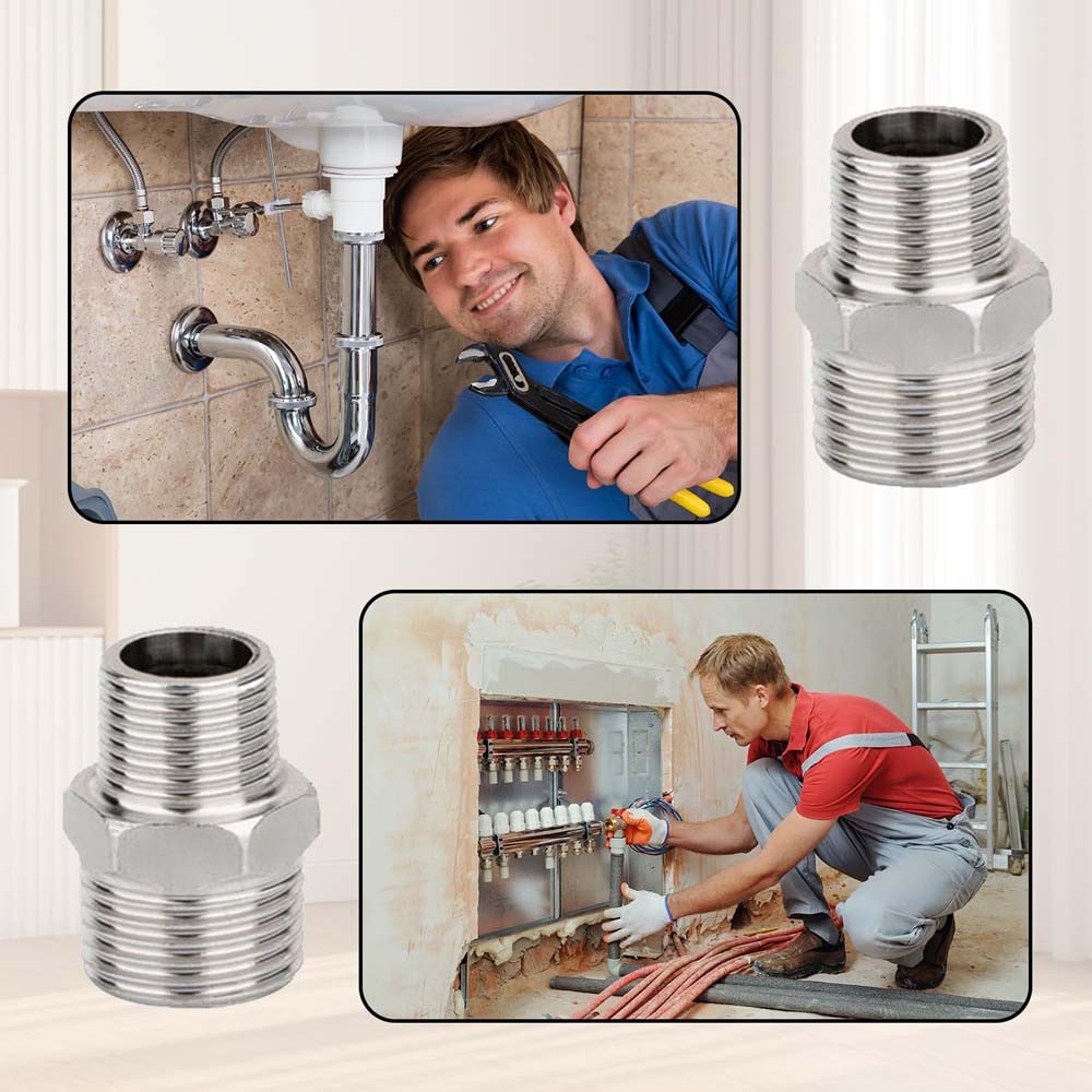 BSP NPT Male to Male Stainless Steel A2 Reducing Adaptors Hexagon Equal Nipples