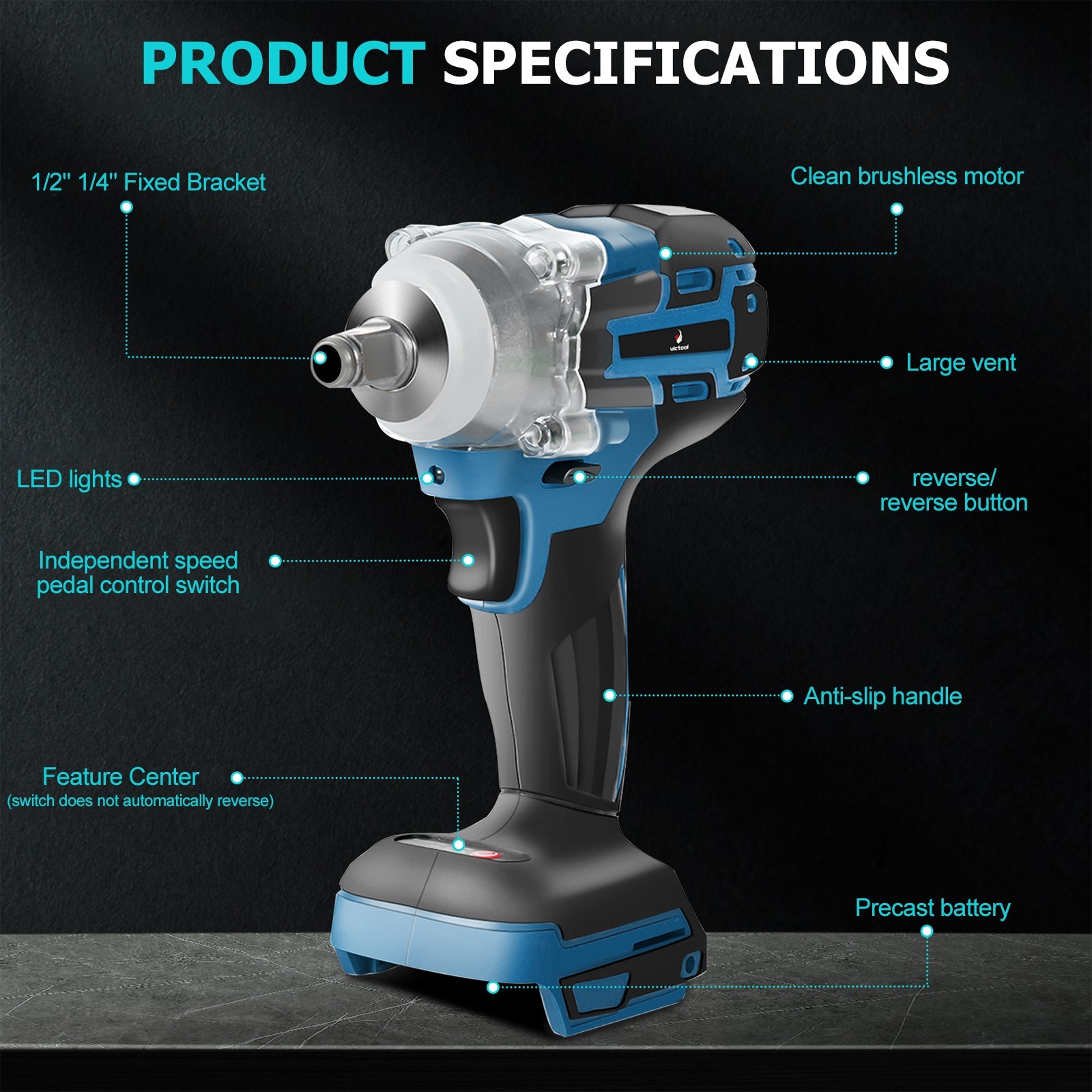 21V Brushless Impact Wrench Cordless Electric Screwdriver Rechargeable Drill Dr