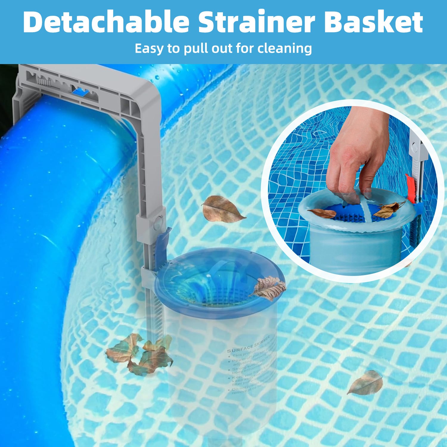 Above Ground Pool Skimmer – Wall Mount Adjustable Floating Debris Collector | US