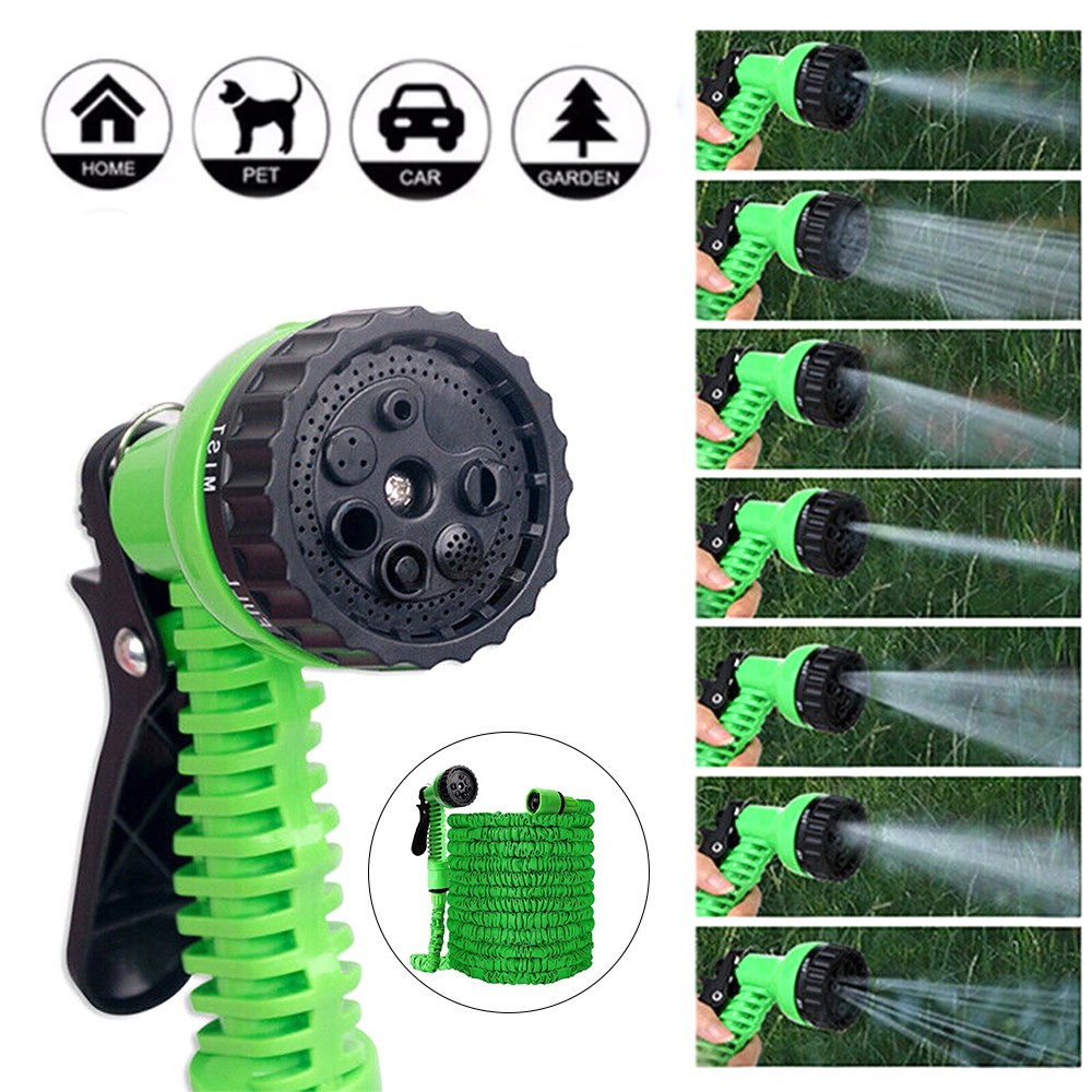 50FT 75FT Expandable Flexible Outdoor Garden Water Hose Pipe with Spray Nozzle