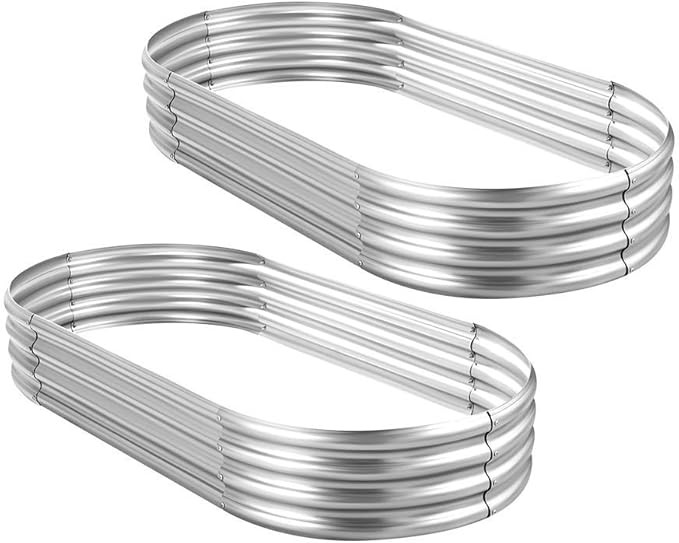 1/2/4 Pack Galvanized Raised Garden Bed Kit Oval Metal Planter Boxes Outdoor