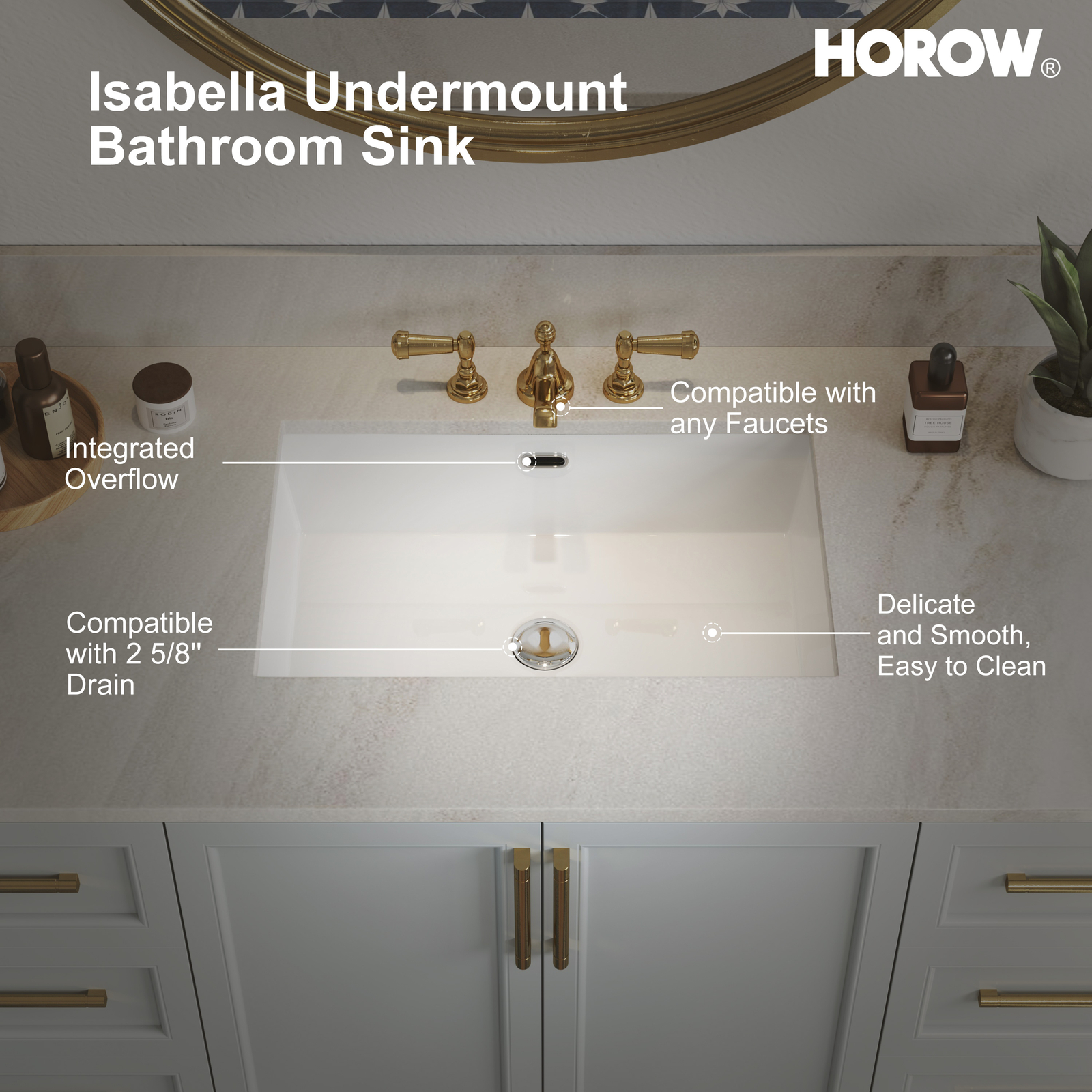 24” Rectrangle Undermount Vitreous Ceramic Lavatory Vanity Bathroom Sink White