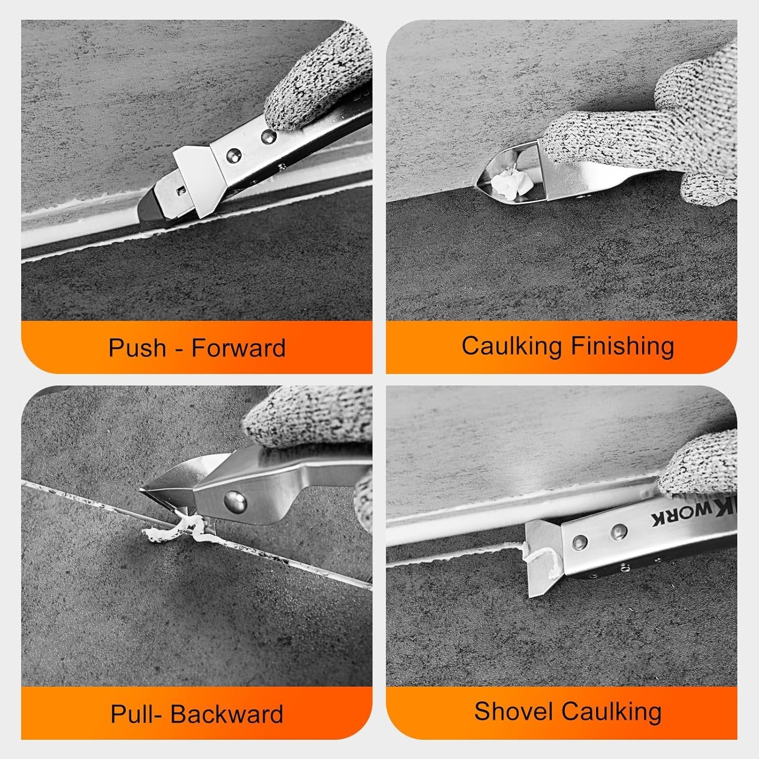 Caulking Tool Kit, 4 in 1 Caulk Remover Tool, Stainless Steel Caulk Tool for …