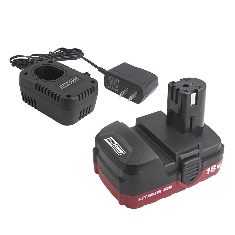 Tool Shop 18 Volt Lithium Ion 1.5 Ah Battery and Multi Chemistry Charger Kit Set